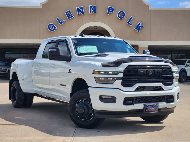 Bright White Clearcoat 2025 RAM 3500 Laramie Mega Cab DRW 4WD Pickup Truck Four-Wheel Drive 8-Speed Automatic