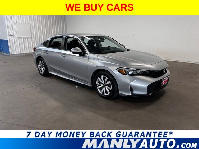 Silver 2025 Honda Civic LX FWD Sedan Front-Wheel Drive Continuously Variable Transmission