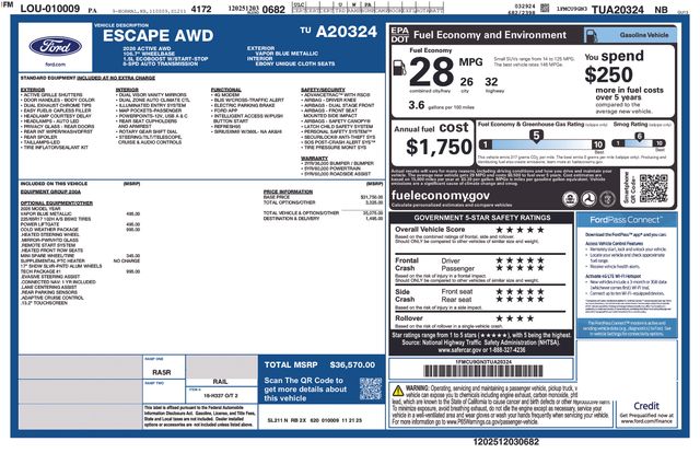 new 2026 Ford Escape car, priced at $33,159