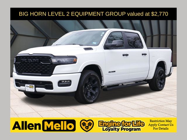 Bright White Clearcoat 2025 RAM 1500 Big Horn Crew Cab 4WD Pickup Truck Four-Wheel Drive 8-Speed Automatic