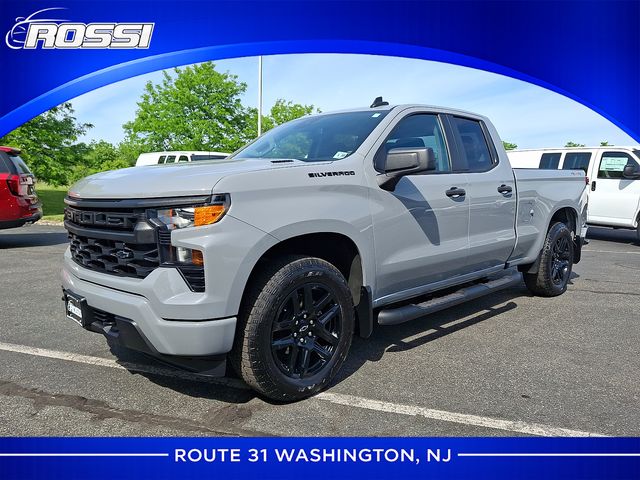 Slate Gray Metallic 2025 Chevrolet Silverado 1500 Custom Double Cab 4WD Pickup Truck Four-Wheel Drive 8-Speed Automatic