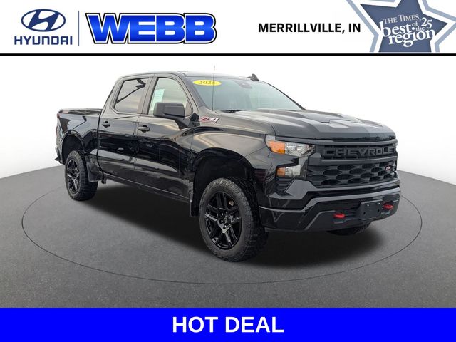 Black 2025 Chevrolet Silverado 1500 Custom Trail Boss Crew Cab 4WD Pickup Truck Four-Wheel Drive 8-Speed Automatic