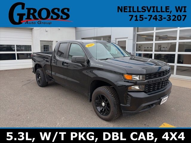 Black 2020 Chevrolet Silverado 1500 Work Truck Double Cab 4WD Pickup Truck Four-Wheel Drive 6-Speed Automatic Overdrive