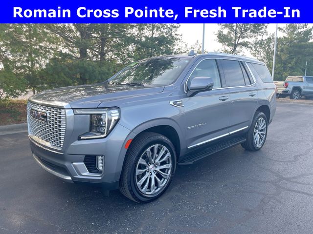 Gray (Satin Steel Metallic) 2021 GMC Yukon Denali 4WD SUV / Crossover Four-Wheel Drive