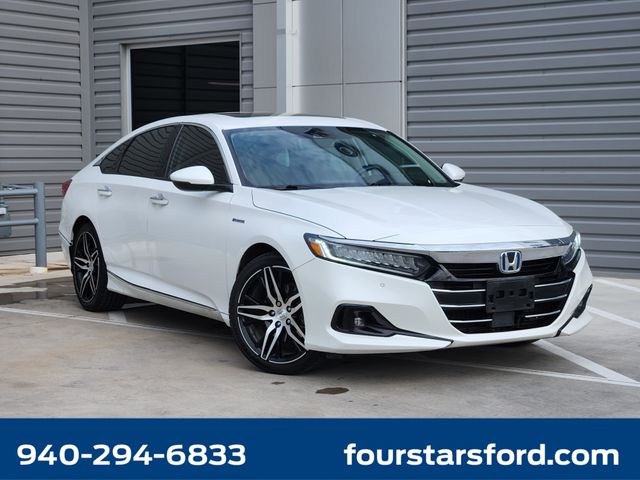 White 2021 Honda Accord Hybrid Touring FWD Sedan Front-Wheel Drive Continuously Variable Transmission