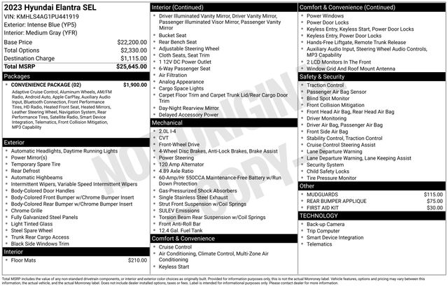 used 2023 Hyundai Elantra car, priced at $19,699