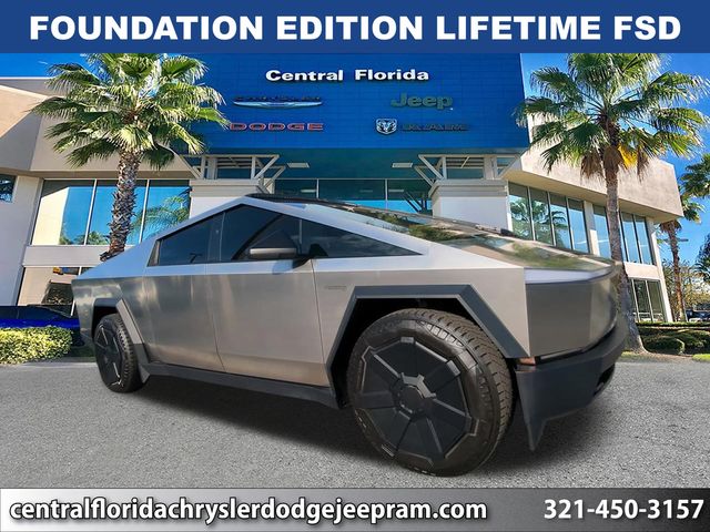 Gray (Stainless Steel) 2024 Tesla Cybertruck Cyberbeast Crew Cab AWD Pickup Truck All-Wheel Drive 1-Speed Automatic