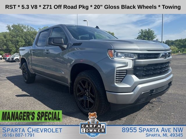 Sterling Gray Metallic 2023 Chevrolet Silverado 1500 RST Crew Cab 4WD Pickup Truck Four-Wheel Drive Automatic