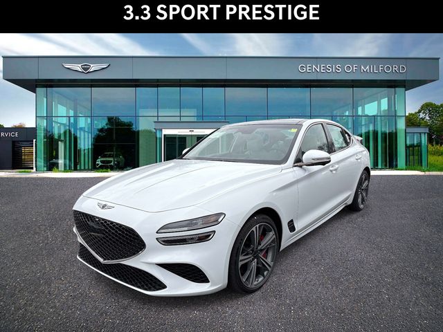 Alta White 2025 Genesis G70 3.3T Sport Prestige RWD Sedan Rear-Wheel Drive 8-Speed Automatic