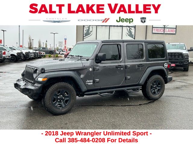 Gray (Granite Crystal Metallic Clearcoat) 2018 Jeep Wrangler Unlimited Sport 4WD SUV / Crossover Four-Wheel Drive 6-Speed Manual
