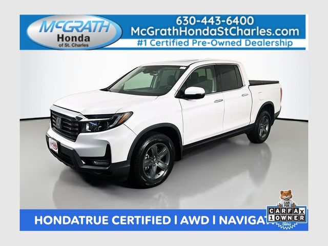 Platinum White Pearl 2023 Honda Ridgeline Pickup Truck All-Wheel Drive 9-Speed Automatic