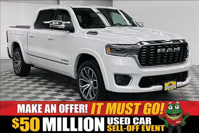 Ivory White Tri-Coat Pearlcoat 2025 RAM 1500 Pickup Truck Four-Wheel Drive 8-Speed Automatic