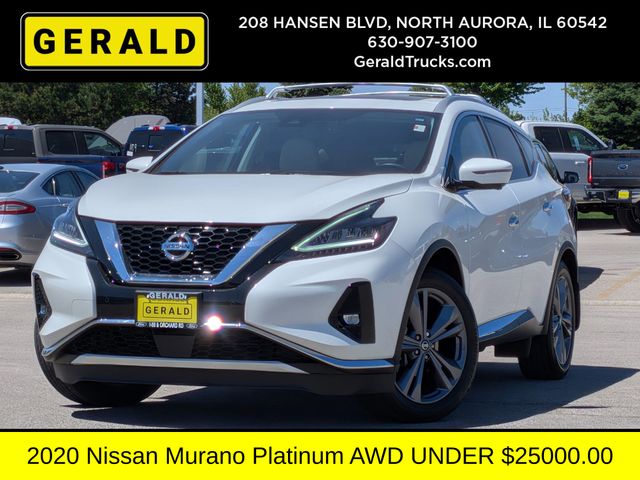 Pearl White Tricoat 2020 Nissan Murano Platinum AWD SUV / Crossover All-Wheel Drive Continuously Variable Transmission