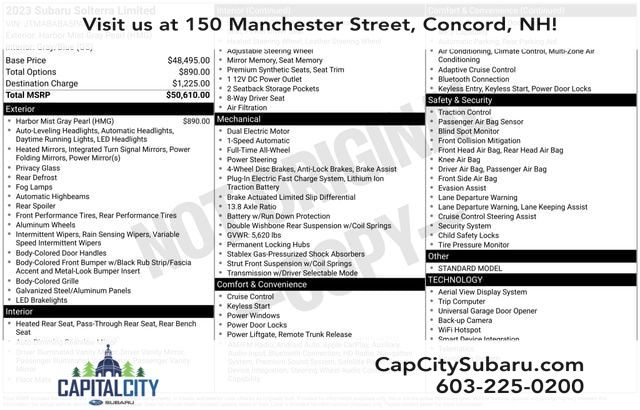 Harbor Mist Gray Pearl 2023 Subaru Solterra Limited AWD SUV / Crossover All-Wheel Drive 1-Speed Automatic