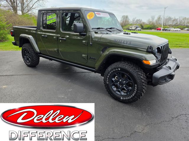 Sarge Green Clearcoat 2023 Jeep Gladiator Willys Crew Cab 4WD Pickup Truck Four-Wheel Drive 8-Speed Automatic