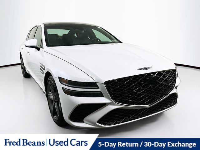 Uyuni White 2025 Genesis G80 3.5T Sport Prestige AWD Sedan All-Wheel Drive 8-Speed Automatic