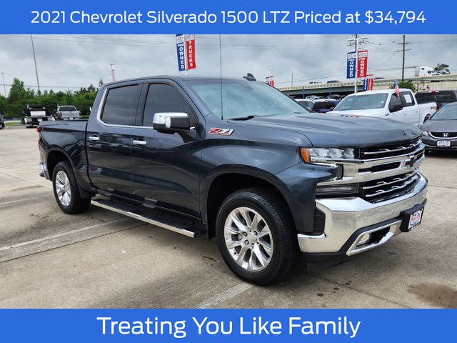 Shadow Gray Metallic 2021 Chevrolet Silverado 1500 LTZ Crew Cab 4WD Pickup Truck Four-Wheel Drive 8-Speed Automatic