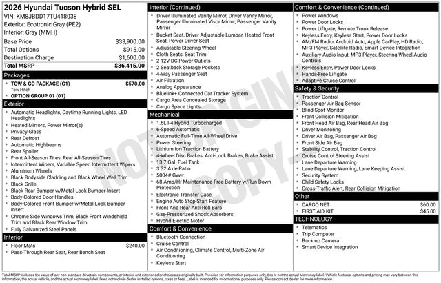 New 2026 Hyundai Tucson Hybrid For Sale in Indianapolis, IN