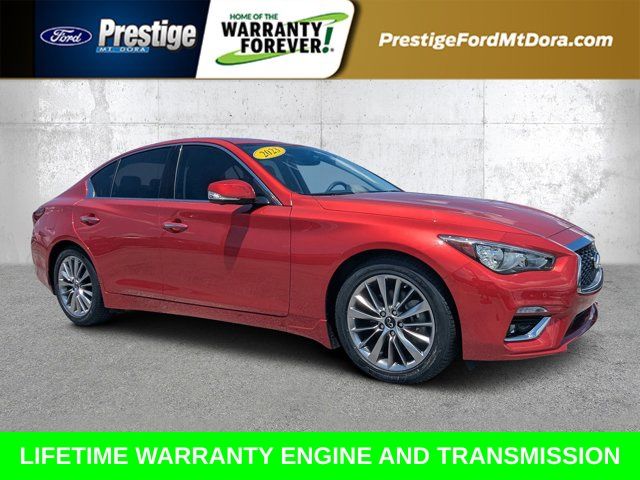 Dynamic Sunstone Red 2023 INFINITI Q50 Luxe RWD Sedan Rear-Wheel Drive 7-Speed Automatic Overdrive