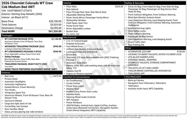 Sterling Gray Metallic 2026 Chevrolet Colorado Pickup Truck Four-Wheel Drive 8-Speed Automatic