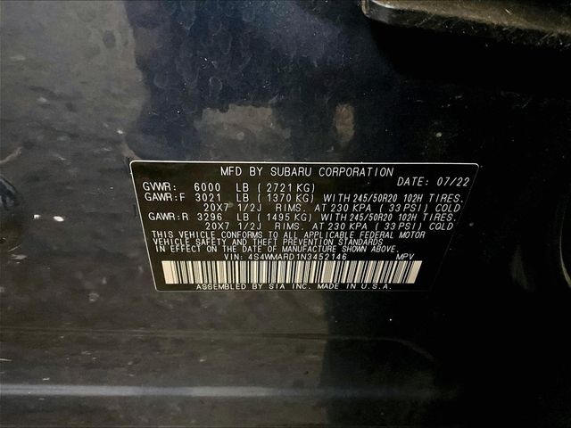 2022 Subaru Ascent Touring Blue at Rafferty Subaru