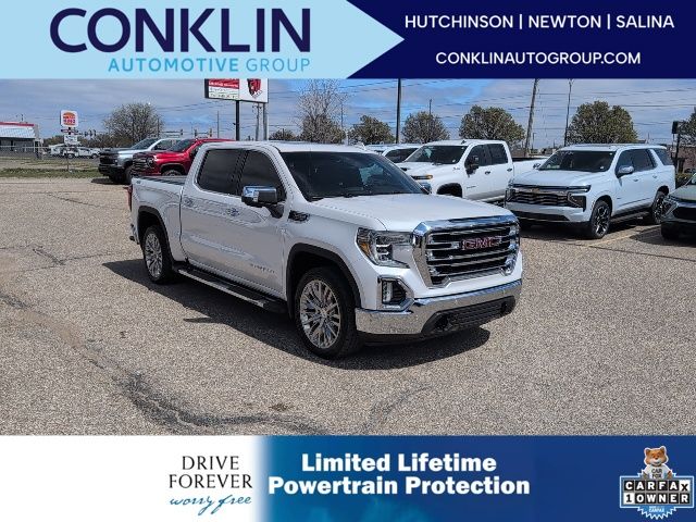 White Frost Tricoat 2019 GMC Sierra 1500 SLT Crew Cab 4WD Pickup Truck Four-Wheel Drive 8-Speed Automatic
