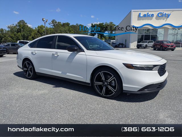 Platinum White Pearl 2024 Honda Accord Hybrid Sport FWD Sedan Front-Wheel Drive Continuously Variable Transmission