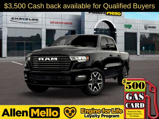 Diamond Black Crystal Pearlcoat 2026 RAM 1500 Laramie Crew Cab 4WD Pickup Truck Four-Wheel Drive 8-Speed Automatic