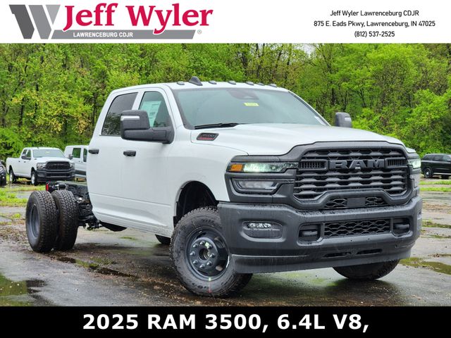 Bright White Clearcoat 2025 RAM 3500 Chassis Tradesman Crew Cab LB DRW 4WD Pickup Truck Four-Wheel Drive 8-Speed Automatic
