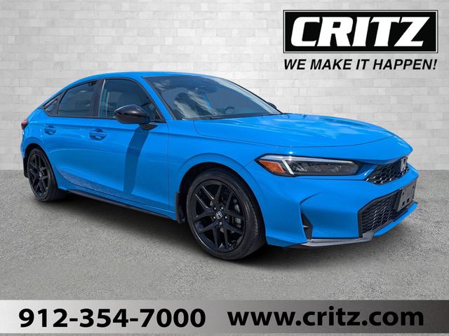 Boost Blue Pearl 2025 Honda Civic Hybrid Hatchback Front-Wheel Drive Continuously Variable Transmission