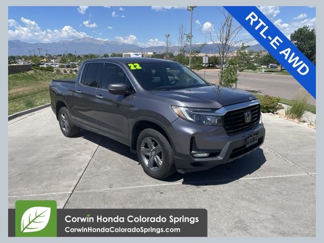 Gray (Modern Steel Metallic) 2022 Honda Ridgeline Pickup Truck All-Wheel Drive 9-Speed Automatic
