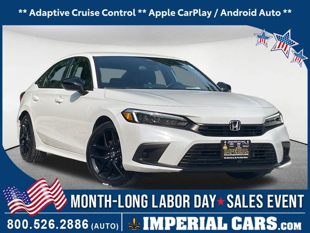 Platinum White Pearl 2023 Honda Civic Sedan Front-Wheel Drive Continuously Variable Transmission