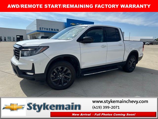 White 2023 Honda Ridgeline Pickup Truck All-Wheel Drive 9-Speed Automatic