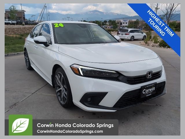 Platinum White 2024 Honda Civic Sedan Front-Wheel Drive Continuously Variable Transmission
