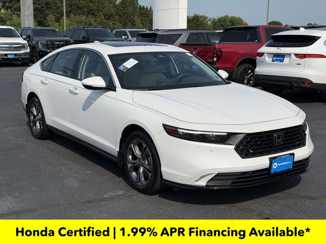 Platinum White Pearl 2025 Honda Accord Hybrid Sedan Front-Wheel Drive Continuously Variable Transmission