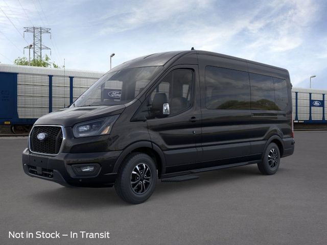 Black Metallic 2026 Ford Transit Passenger 350 XLT Medium Roof LB RWD Van Rear-Wheel Drive