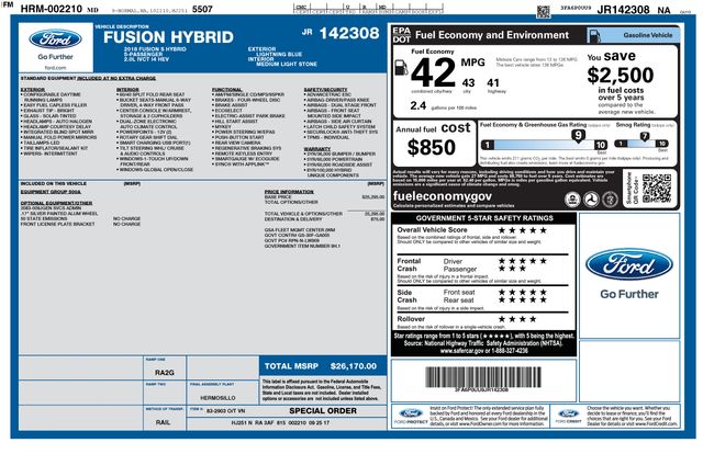 2018 Ford Fusion Hybrid S FWD