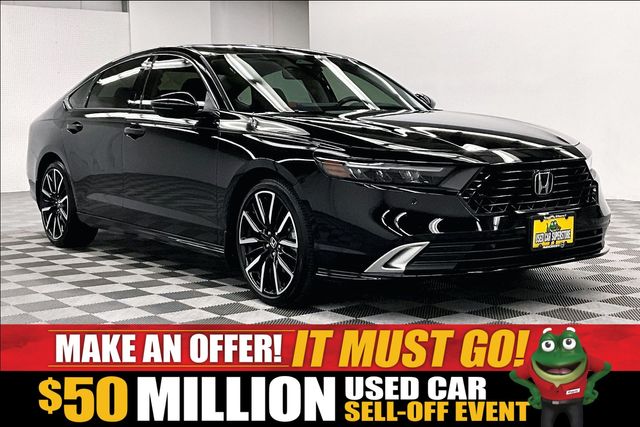 Crystal Black Pearl 2025 Honda Accord Hybrid Sedan Front-Wheel Drive Continuously Variable Transmission