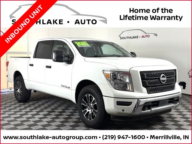 Glacier White 2023 Nissan Titan Pickup Truck Four-Wheel Drive 9-Speed Automatic