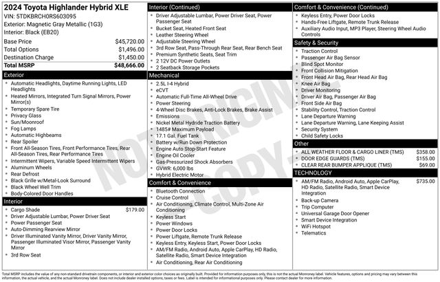 2024 Toyota Highlander Hybrid XLE AWD