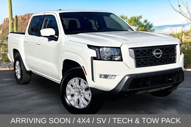 Glacier White 2024 Nissan Frontier SV Crew Cab 4WD Pickup Truck Four-Wheel Drive 9-Speed Automatic Overdrive