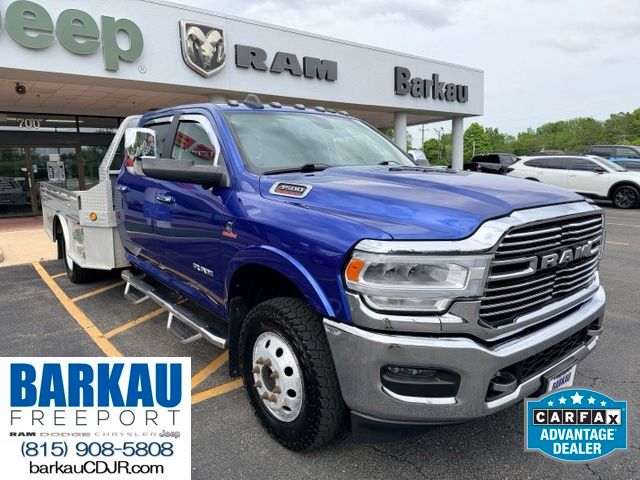 Blue Streak Pearlcoat 2019 RAM 3500 Chassis Laramie Crew Cab DRW 4WD Pickup Truck Four-Wheel Drive 6-Speed Automatic