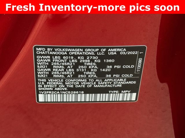 2022 Volkswagen Atlas 3.6L V6 SEL Premium R-Line Red at DeMontrond Auto Country