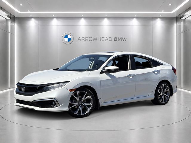 Platinum White Pearl 2019 Honda Civic Sedan Front-Wheel Drive Continuously Variable Transmission