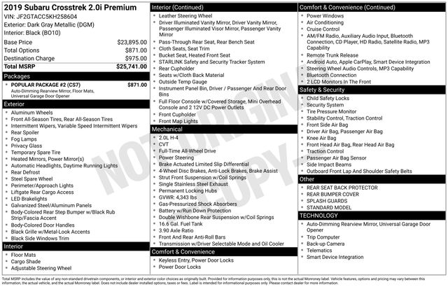 used 2019 Subaru Crosstrek car, priced at $9,765