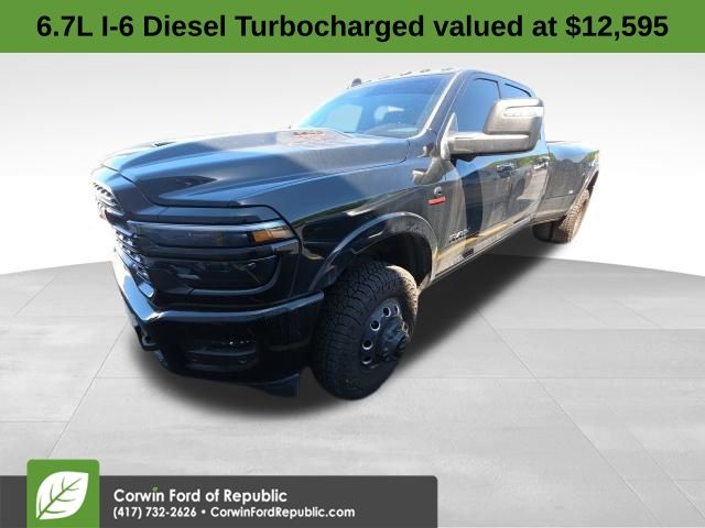 Diamond Black Crystal Pearlcoat 2025 RAM 3500 Limited Crew Cab LB DRW 4WD Pickup Truck Four-Wheel Drive 8-Speed Automatic