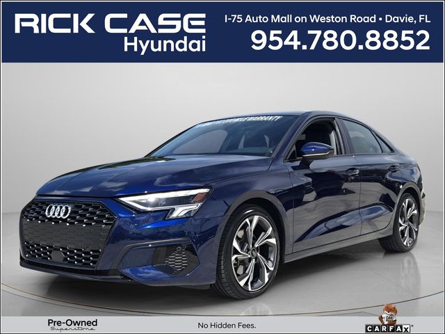 Blue Metallic 2023 Audi A3 Sedan All-Wheel Drive 7-Speed Automatic