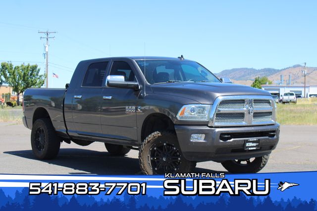 Gray (Granite Crystal Metallic Clearcoat) 2015 RAM 3500 Laramie Longhorn Mega Cab 4WD Pickup Truck Four-Wheel Drive 6-Speed Automatic