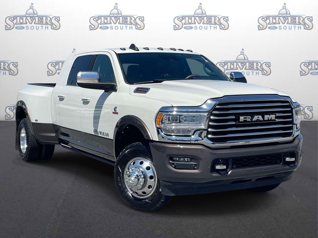 Pearl White 2021 RAM 3500 Limited Longhorn Mega Cab DRW 4WD Pickup Truck Four-Wheel Drive 6-Speed Automatic