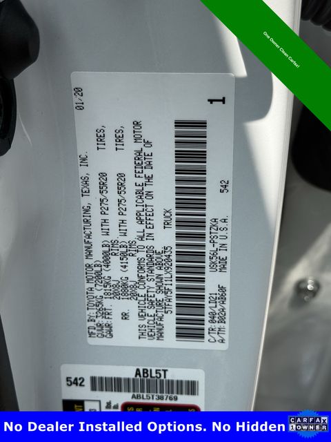 2020 Toyota Tundra 1794 White at Gullo Toyota
